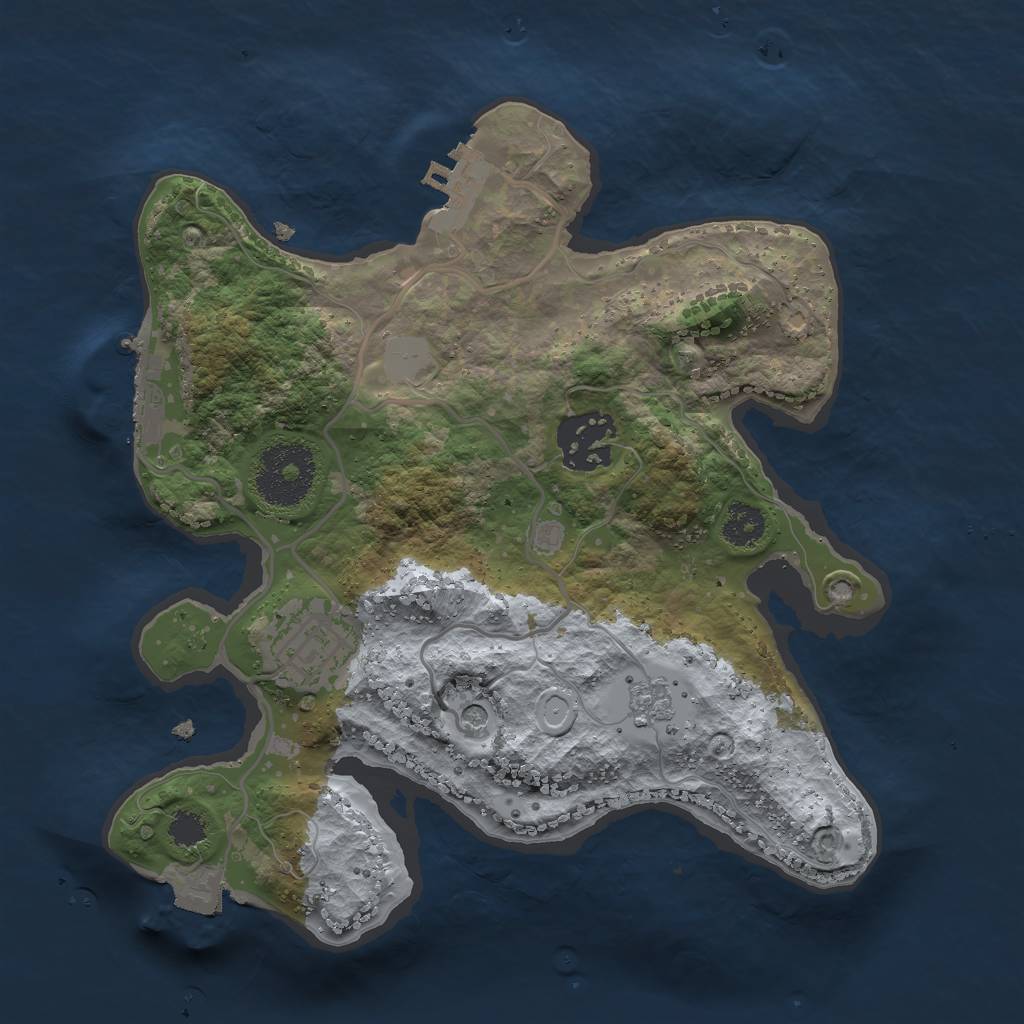 Rust Map: Procedural Map, Size: 2500, Seed: 2027554816, 9 Monuments