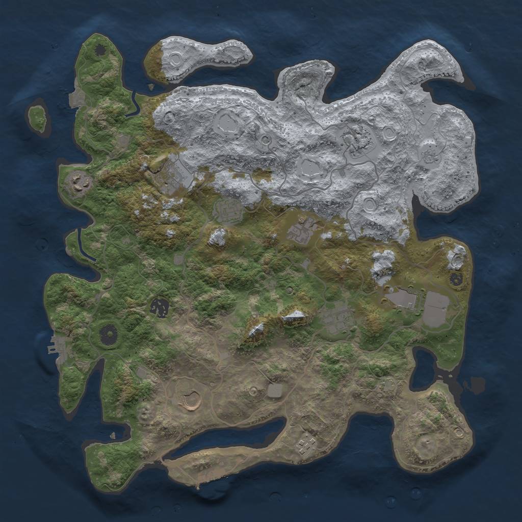 Rust Map: Procedural Map, Size: 4000, Seed: 1018331481, 18 Monuments