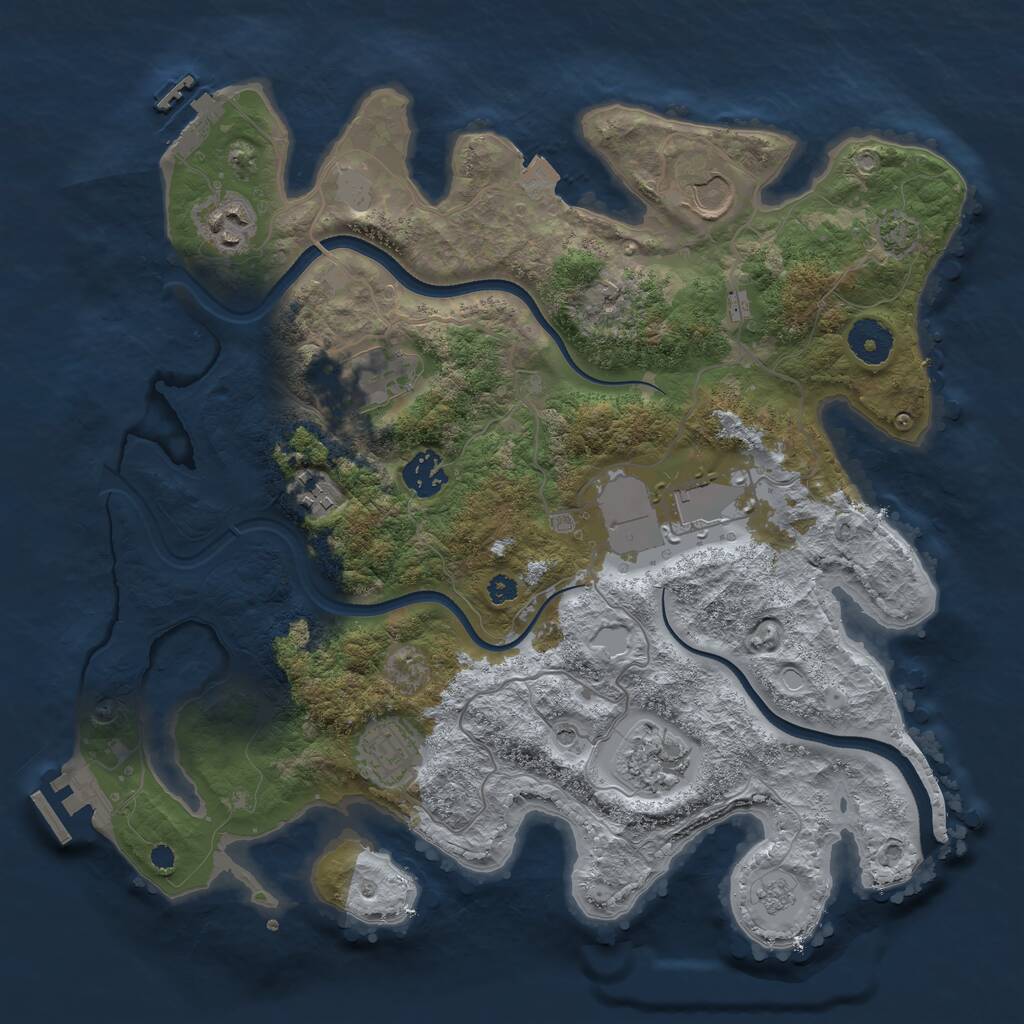 Rust Map: Procedural Map, Size: 3500, Seed: 1993909366, 14 Monuments