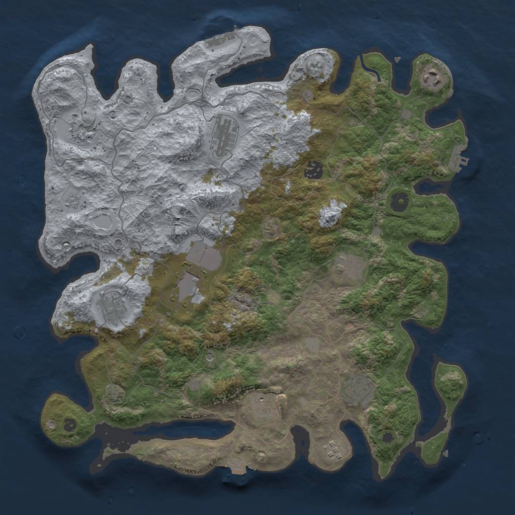 Rust Map: Procedural Map, Size: 4000, Seed: 1025528075, 18 Monuments