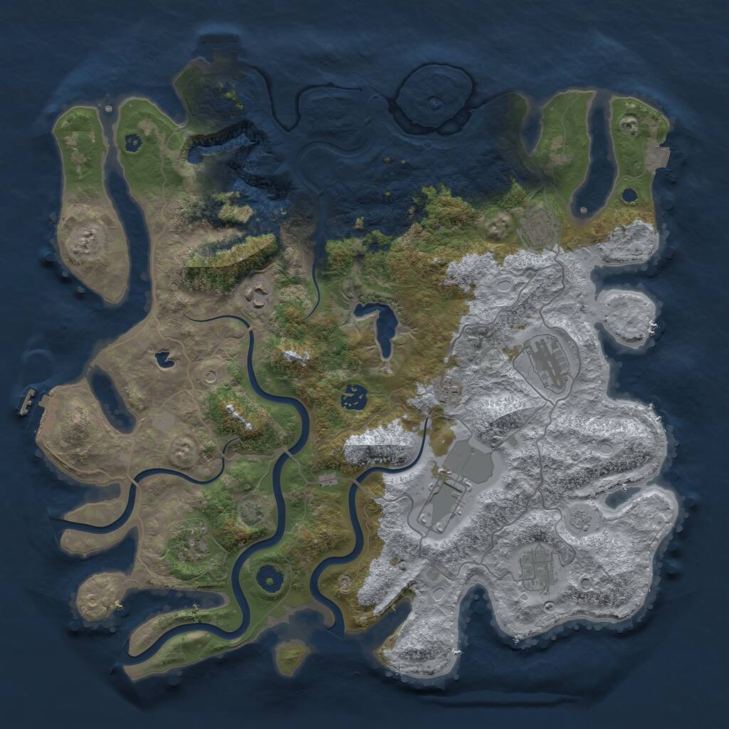 Rust Map: Procedural Map, Size: 4096, Seed: 740293317, 14 Monuments