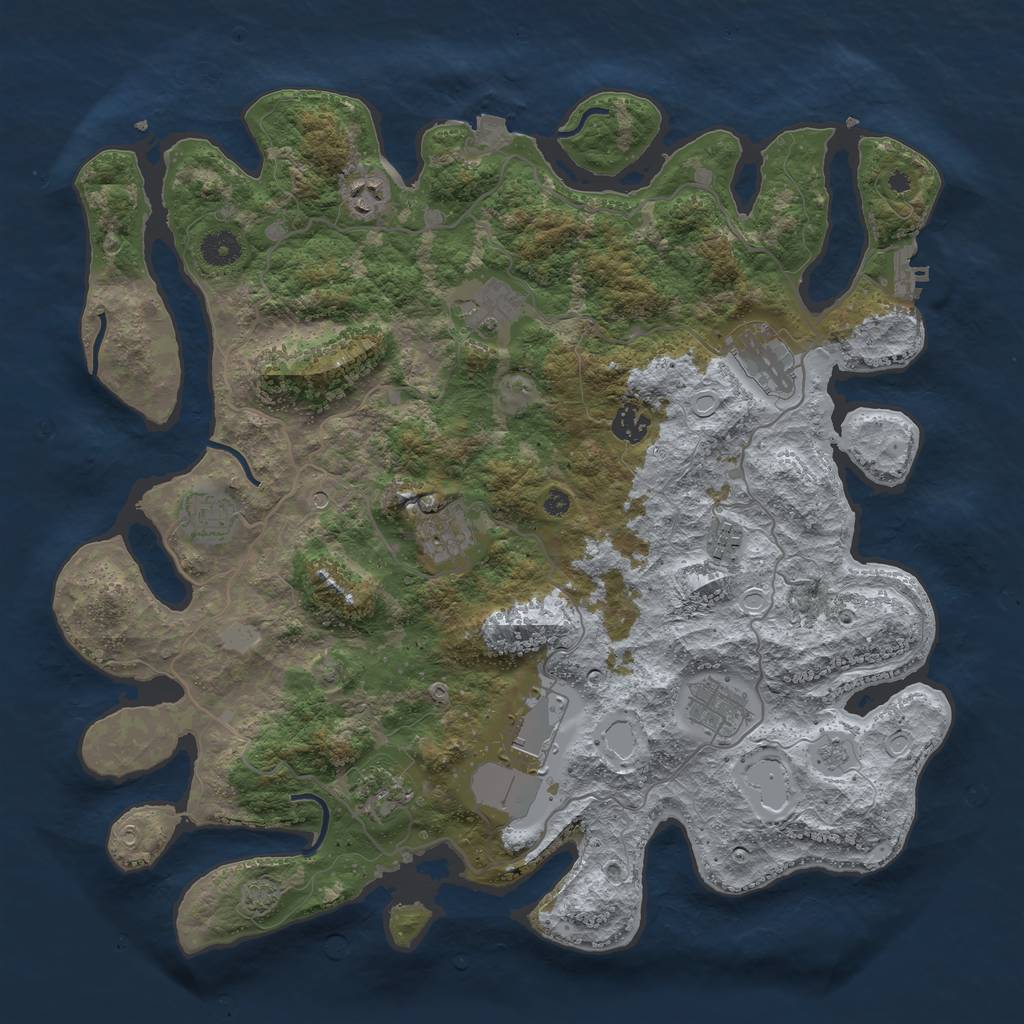 Rust Map: Procedural Map, Size: 4096, Seed: 740293317, 17 Monuments