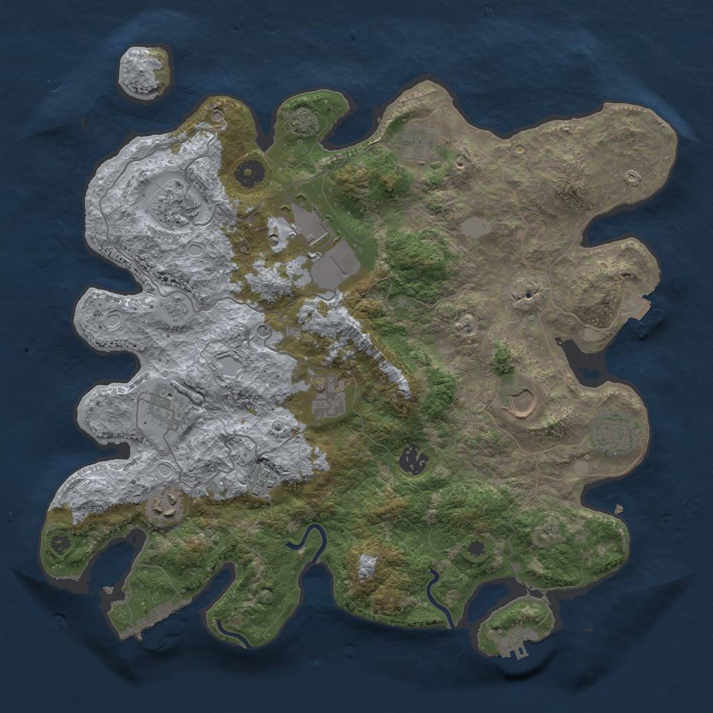 Rust Map: Procedural Map, Size: 3750, Seed: 1853396006, 18 Monuments