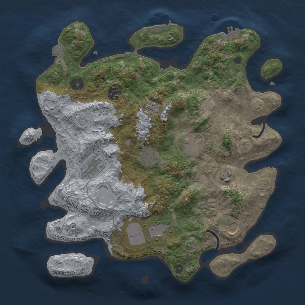 Rust Map: Procedural Map, Size: 3500, Seed: 343806074, 15 Monuments