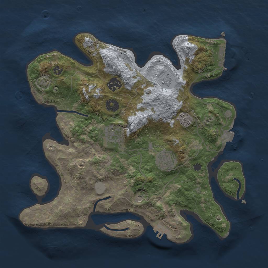 Rust Map: Procedural Map, Size: 3000, Seed: 76754, 12 Monuments