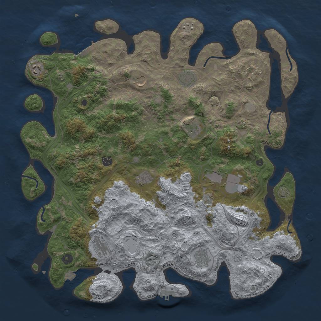 Rust Map: Procedural Map, Size: 4500, Seed: 697214018, 19 Monuments