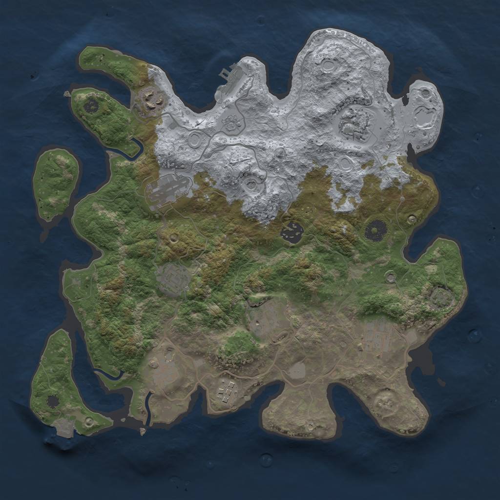 Rust Map: Procedural Map, Size: 3450, Seed: 19377943, 16 Monuments