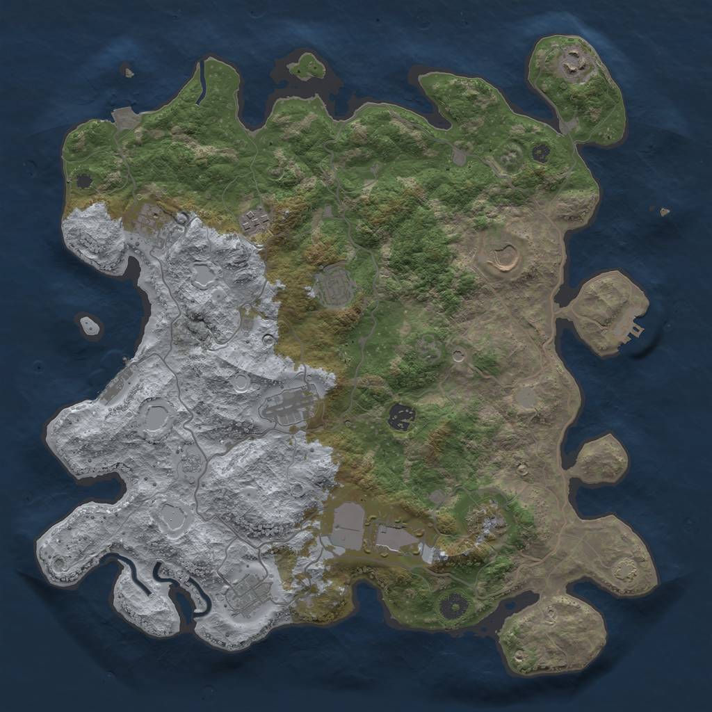 Rust Map: Procedural Map, Size: 4000, Seed: 880605405, 18 Monuments