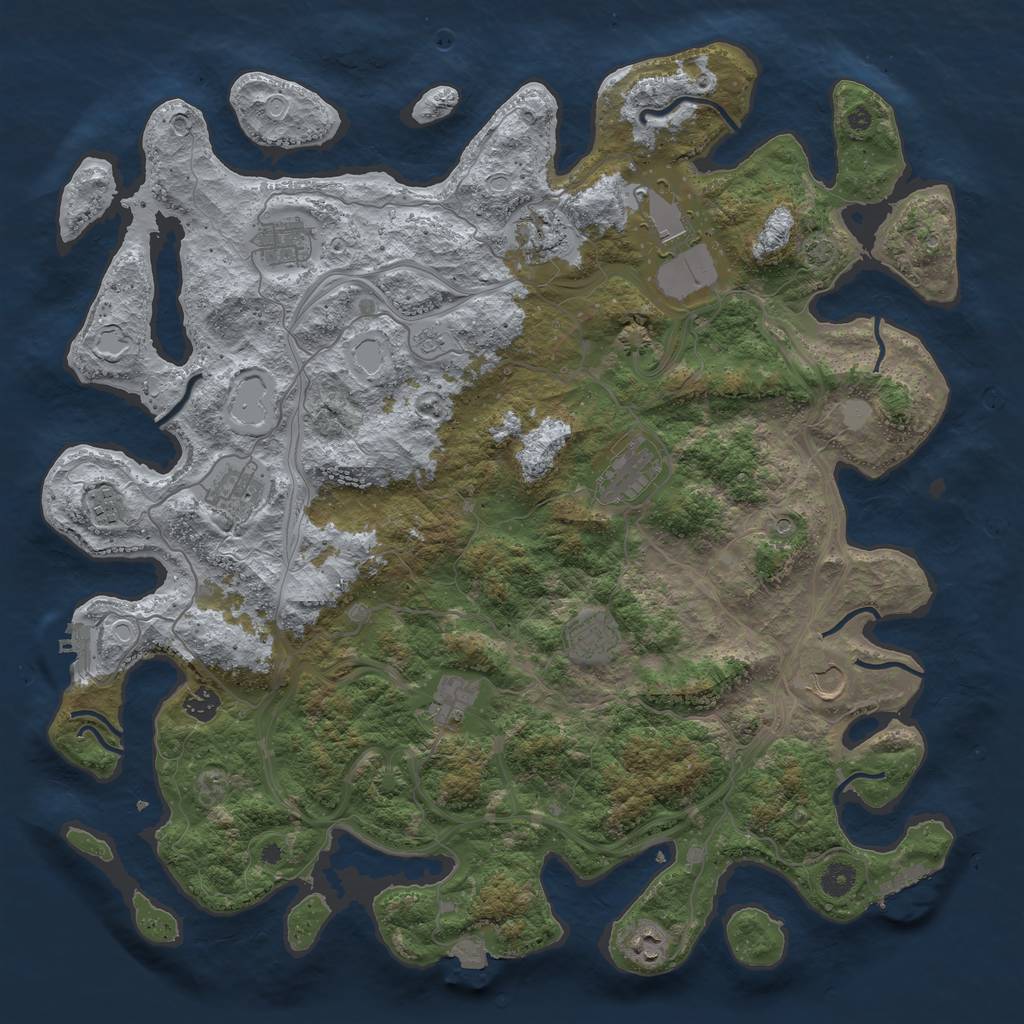 Rust Map: Procedural Map, Size: 4500, Seed: 225737051, 19 Monuments