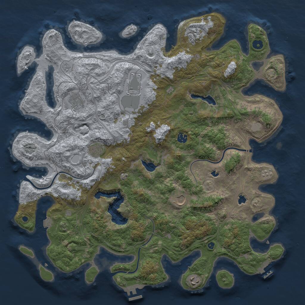 Rust Map: Procedural Map, Size: 4500, Seed: 225737051, 14 Monuments