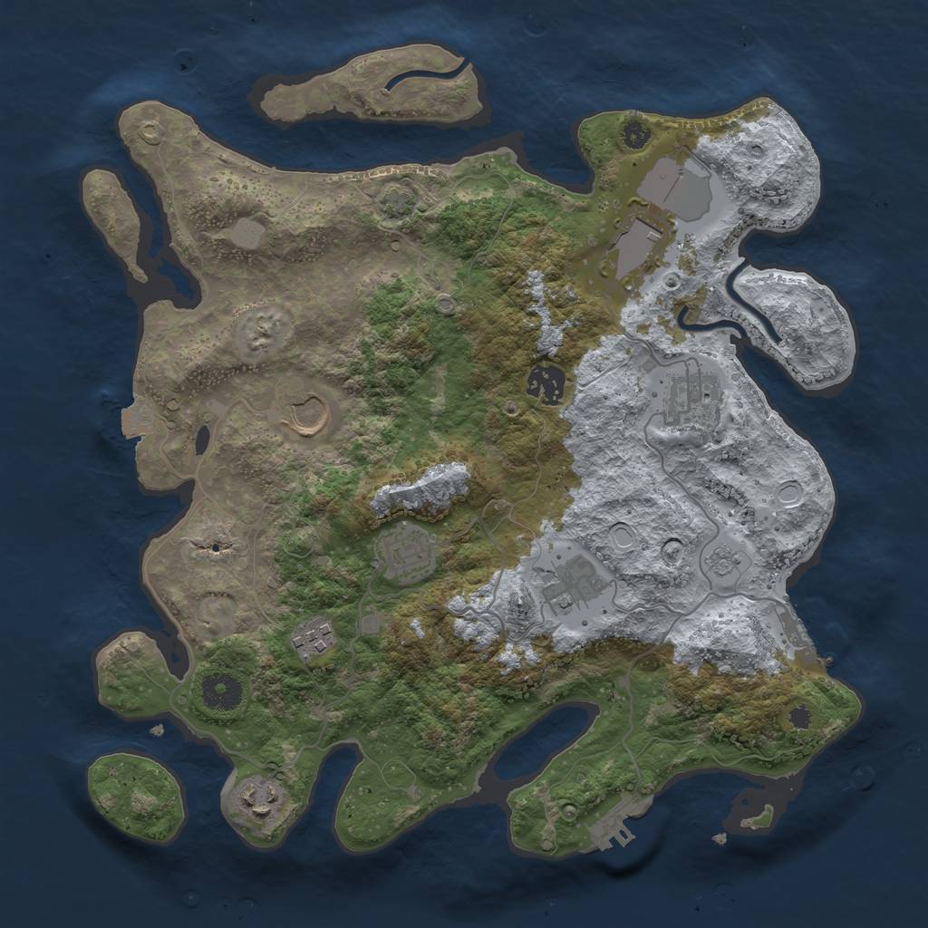 Rust Map: Procedural Map, Size: 3500, Seed: 1245677195, 15 Monuments