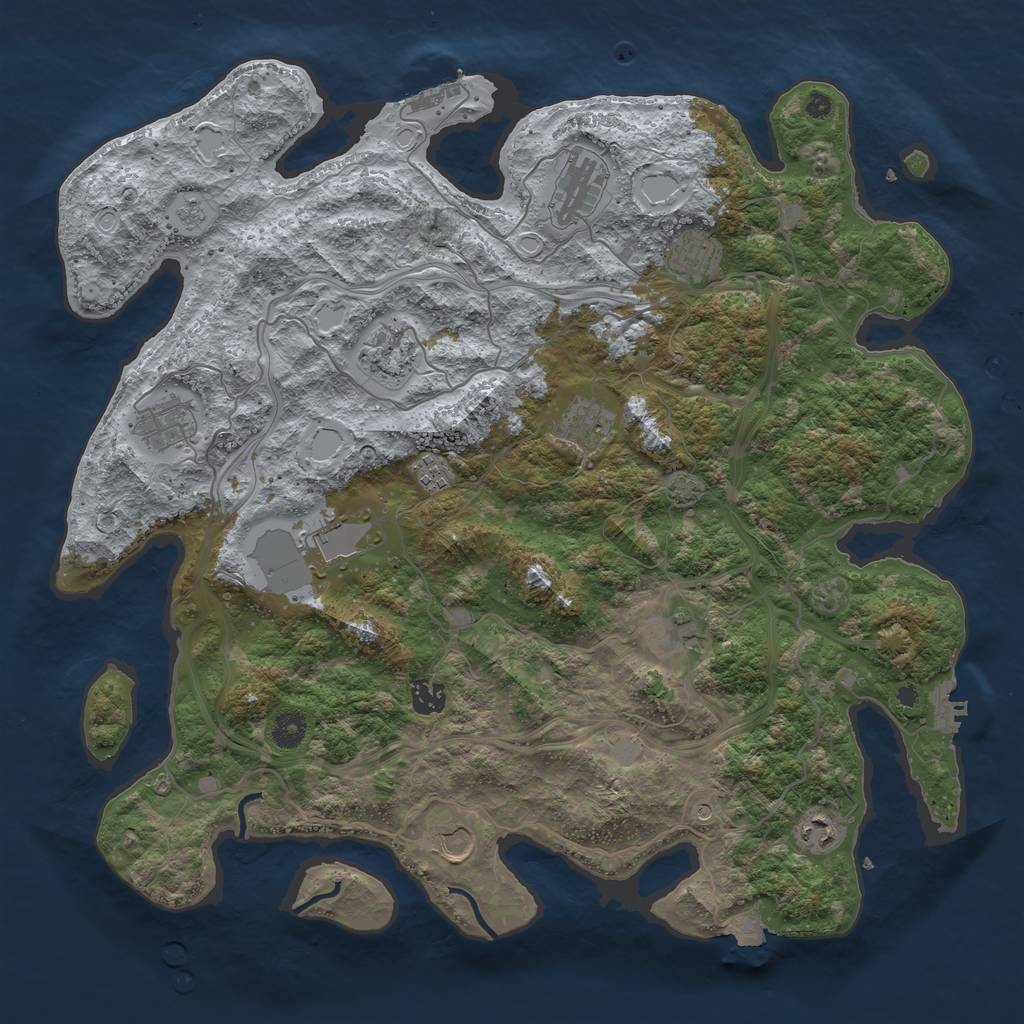 Rust Map: Procedural Map, Size: 4250, Seed: 143162887, 19 Monuments