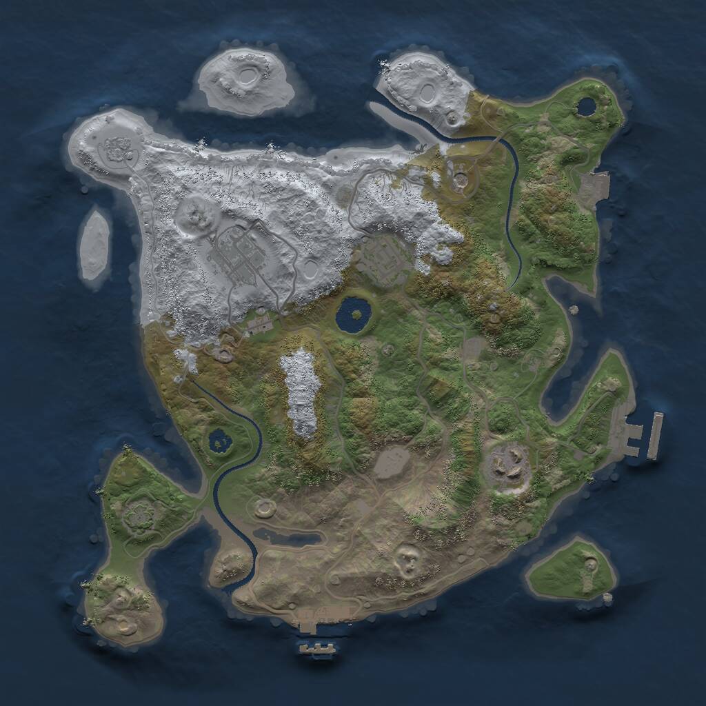 Rust Map: Procedural Map, Size: 3000, Seed: 85534, 9 Monuments