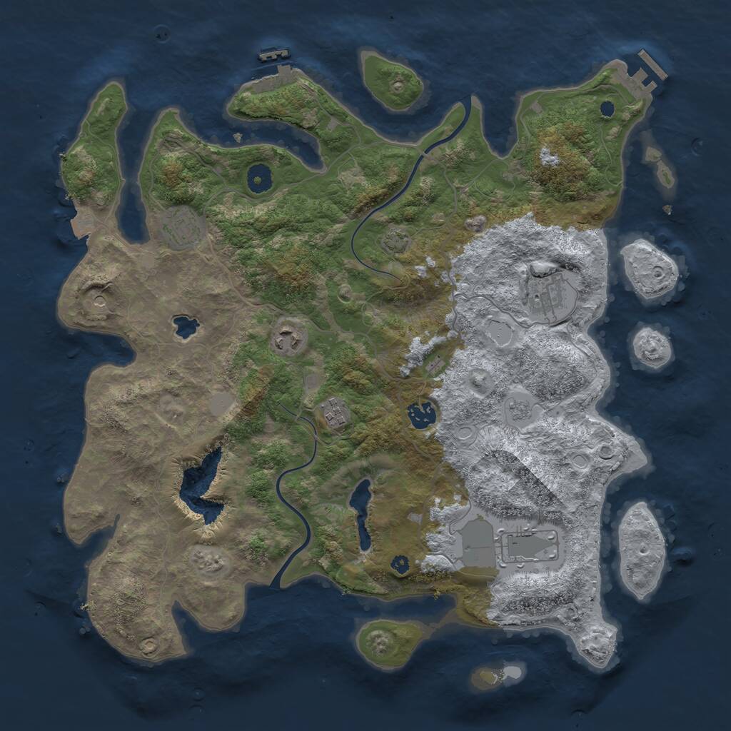 Rust Map: Procedural Map, Size: 4000, Seed: 602118396, 12 Monuments