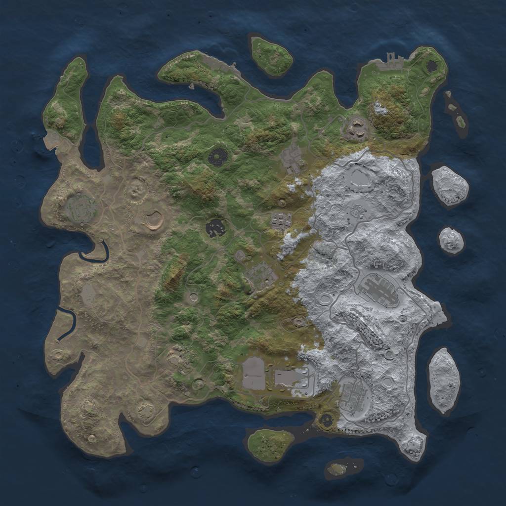 Rust Map: Procedural Map, Size: 4000, Seed: 602118396, 19 Monuments