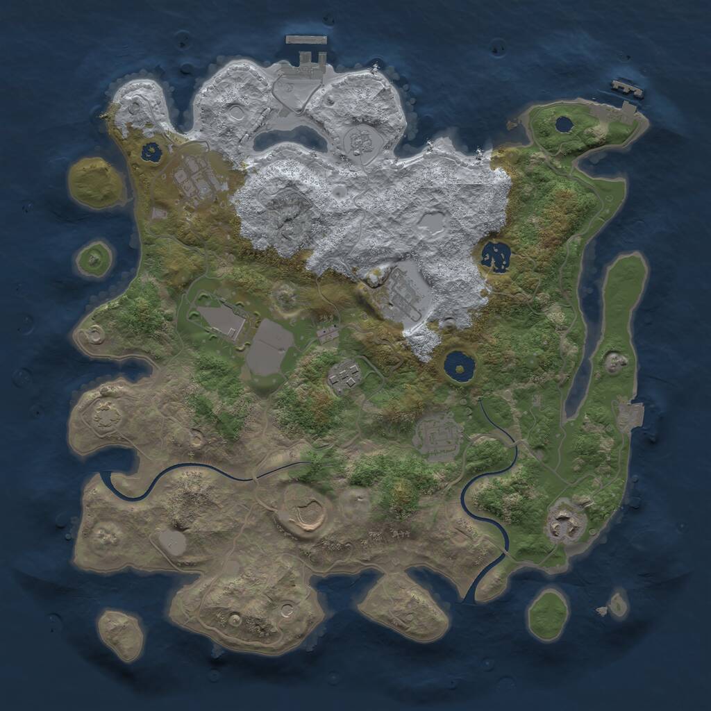 Rust Map: Procedural Map, Size: 3500, Seed: 387034872, 14 Monuments