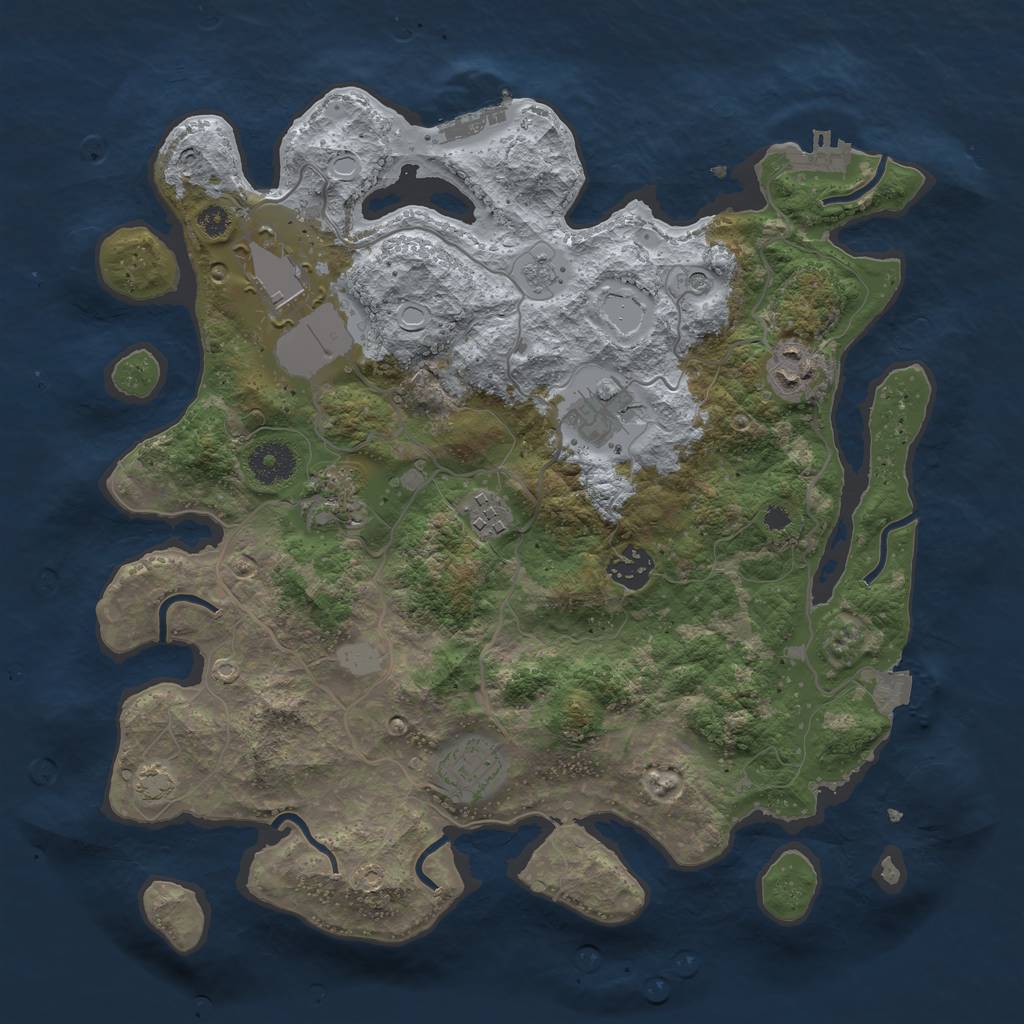 Rust Map: Procedural Map, Size: 3500, Seed: 387034872, 15 Monuments