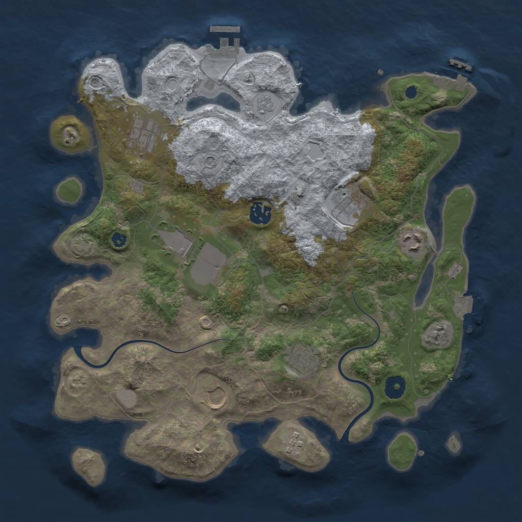 Rust Map: Procedural Map, Size: 3500, Seed: 387034872, 14 Monuments