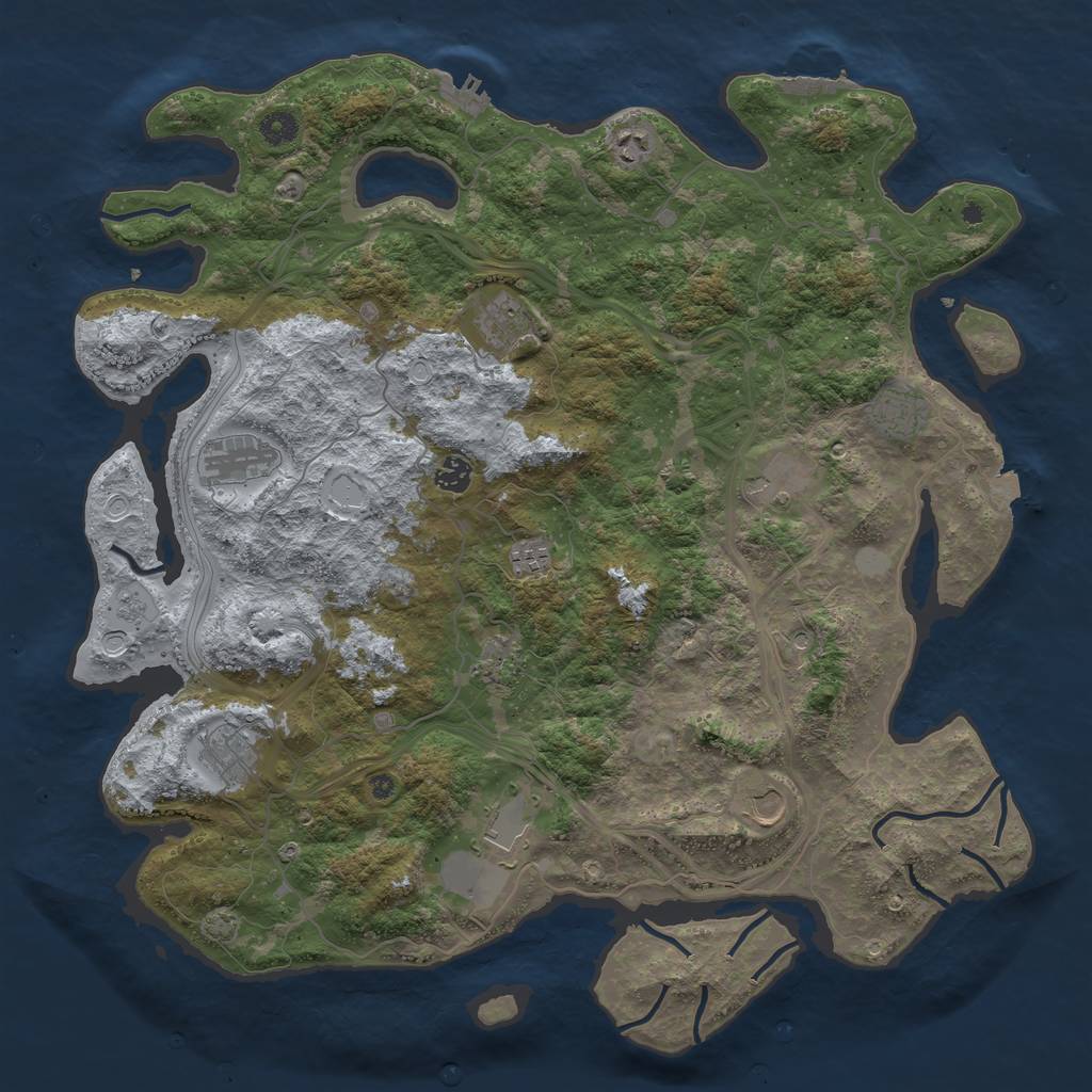 Rust Map: Procedural Map, Size: 4500, Seed: 1059680249, 19 Monuments