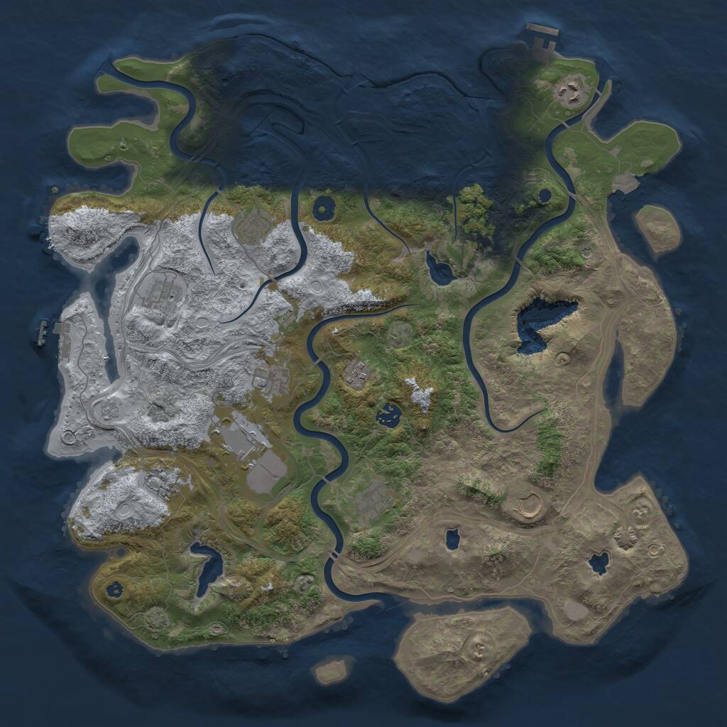Rust Map: Procedural Map, Size: 4500, Seed: 1059680249, 16 Monuments
