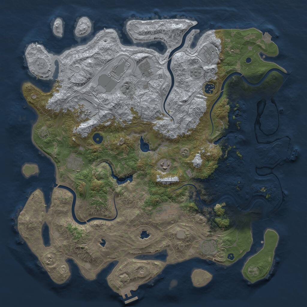 Rust Map: Procedural Map, Size: 4500, Seed: 862, 16 Monuments