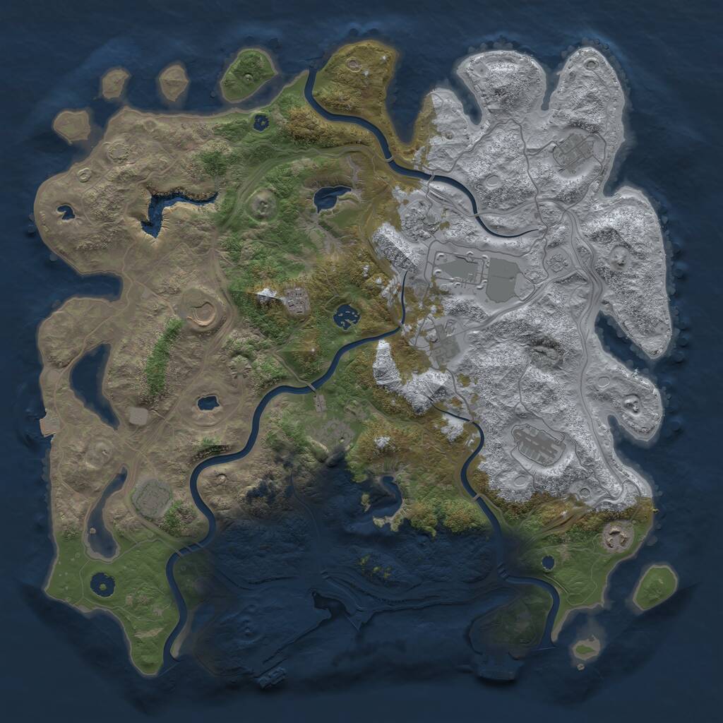 Rust Map: Procedural Map, Size: 4500, Seed: 853047385, 17 Monuments