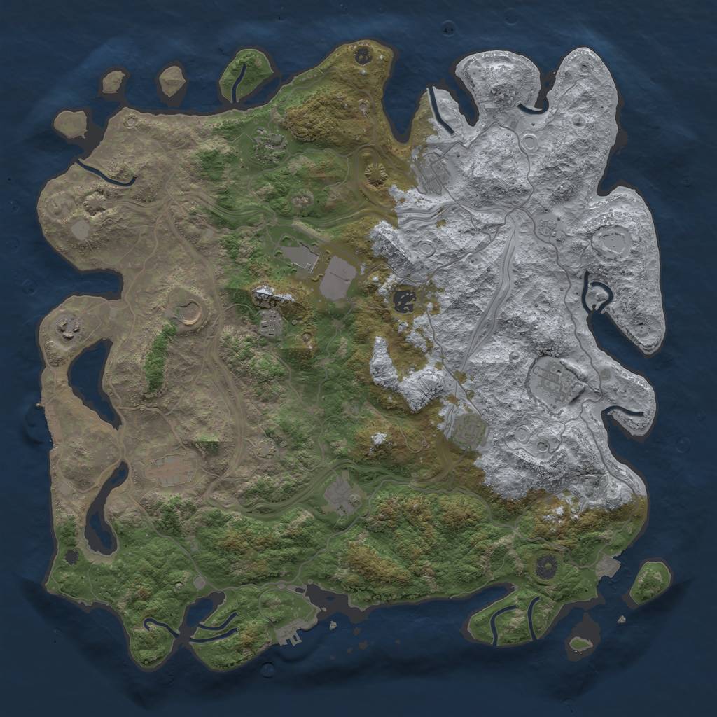 Rust Map: Procedural Map, Size: 4500, Seed: 853047385, 19 Monuments