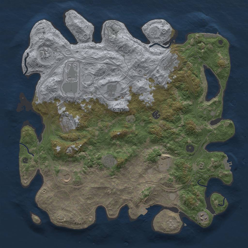 Rust Map: Procedural Map, Size: 4500, Seed: 1192545903, 19 Monuments