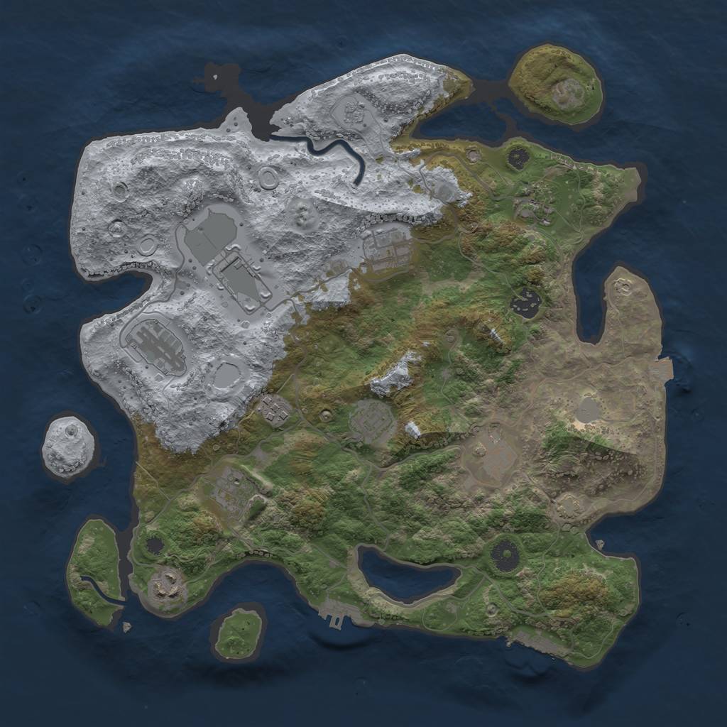 Rust Map: Procedural Map, Size: 3700, Seed: 20477299, 17 Monuments