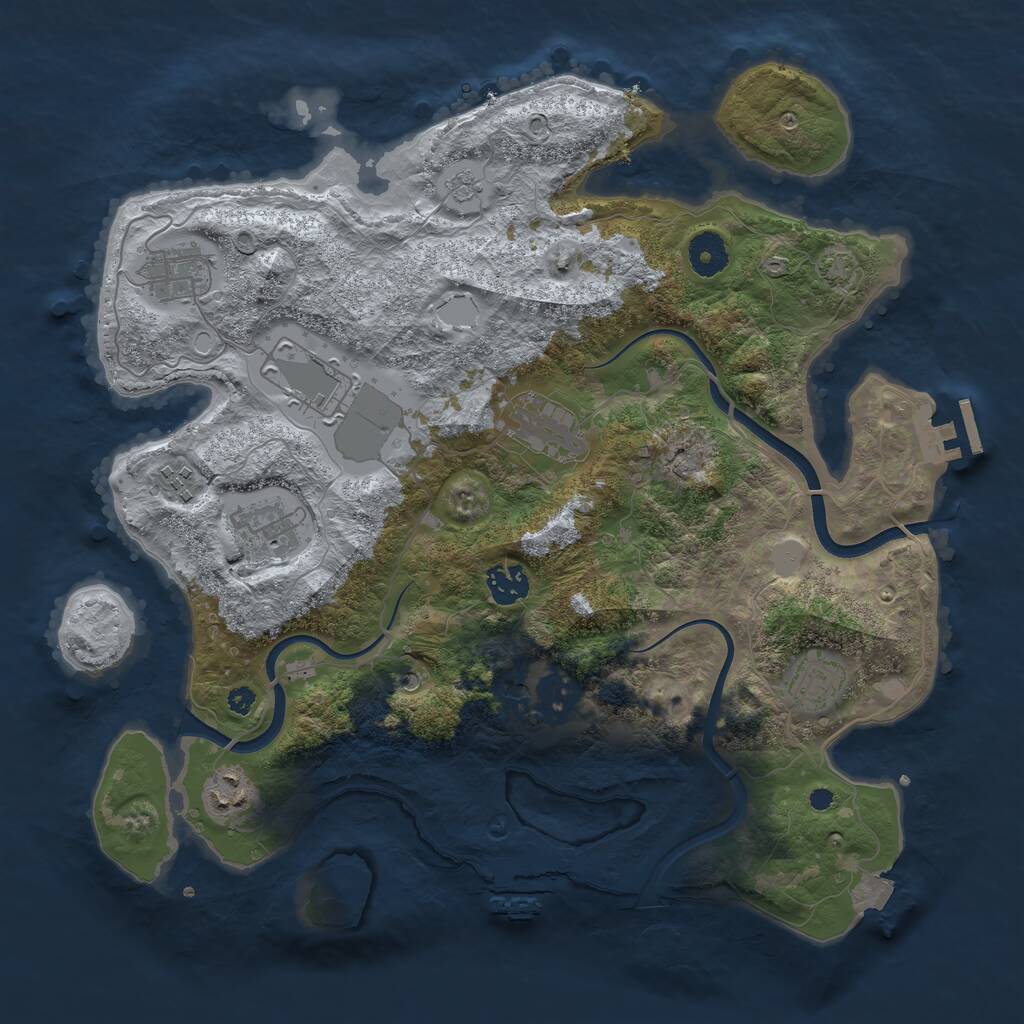Rust Map: Procedural Map, Size: 3700, Seed: 20477299, 15 Monuments