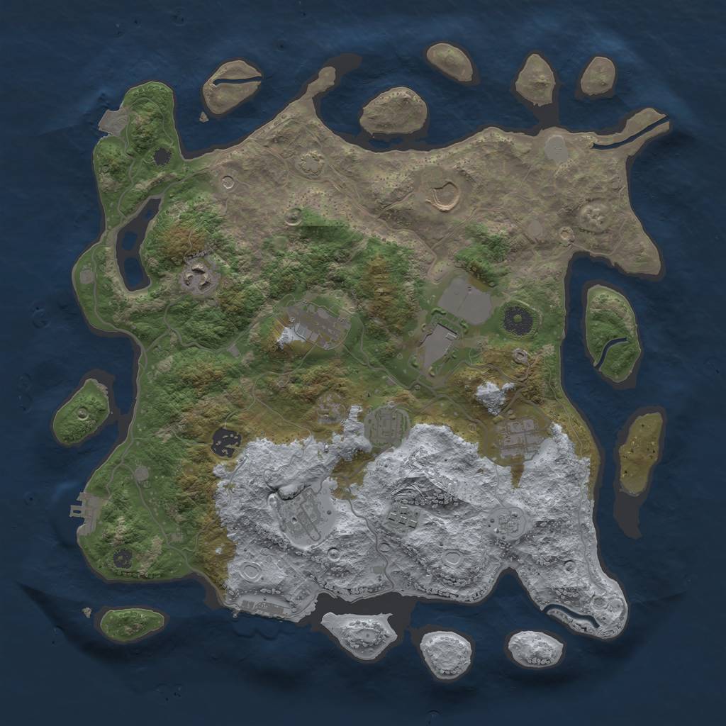 Rust Map: Procedural Map, Size: 3750, Seed: 14259130, 17 Monuments