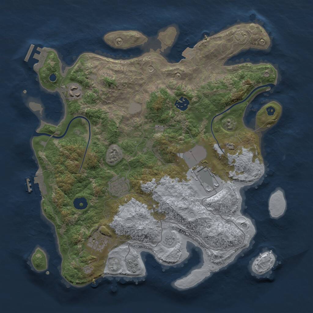 Rust Map: Procedural Map, Size: 3500, Seed: 61090273, 12 Monuments