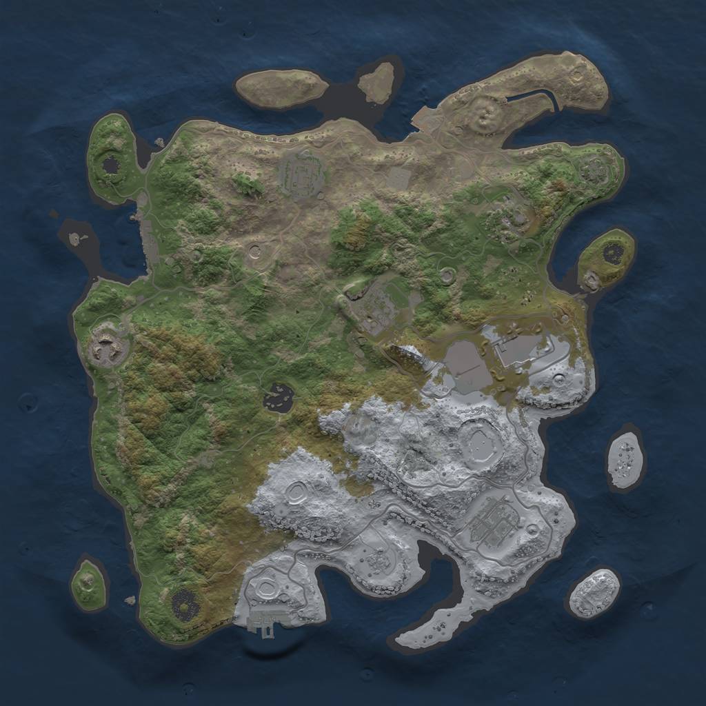 Rust Map: Procedural Map, Size: 3500, Seed: 61090273, 15 Monuments