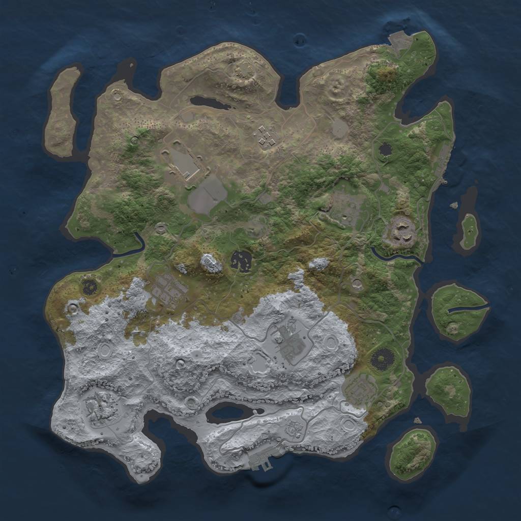 Rust Map: Procedural Map, Size: 3500, Seed: 990284, 17 Monuments
