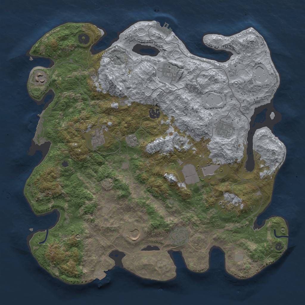 Rust Map: Procedural Map, Size: 4000, Seed: 96537225, 18 Monuments