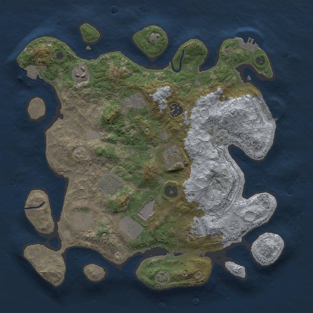 Rust Map: Procedural Map, Size: 3500, Seed: 580096820, 16 Monuments