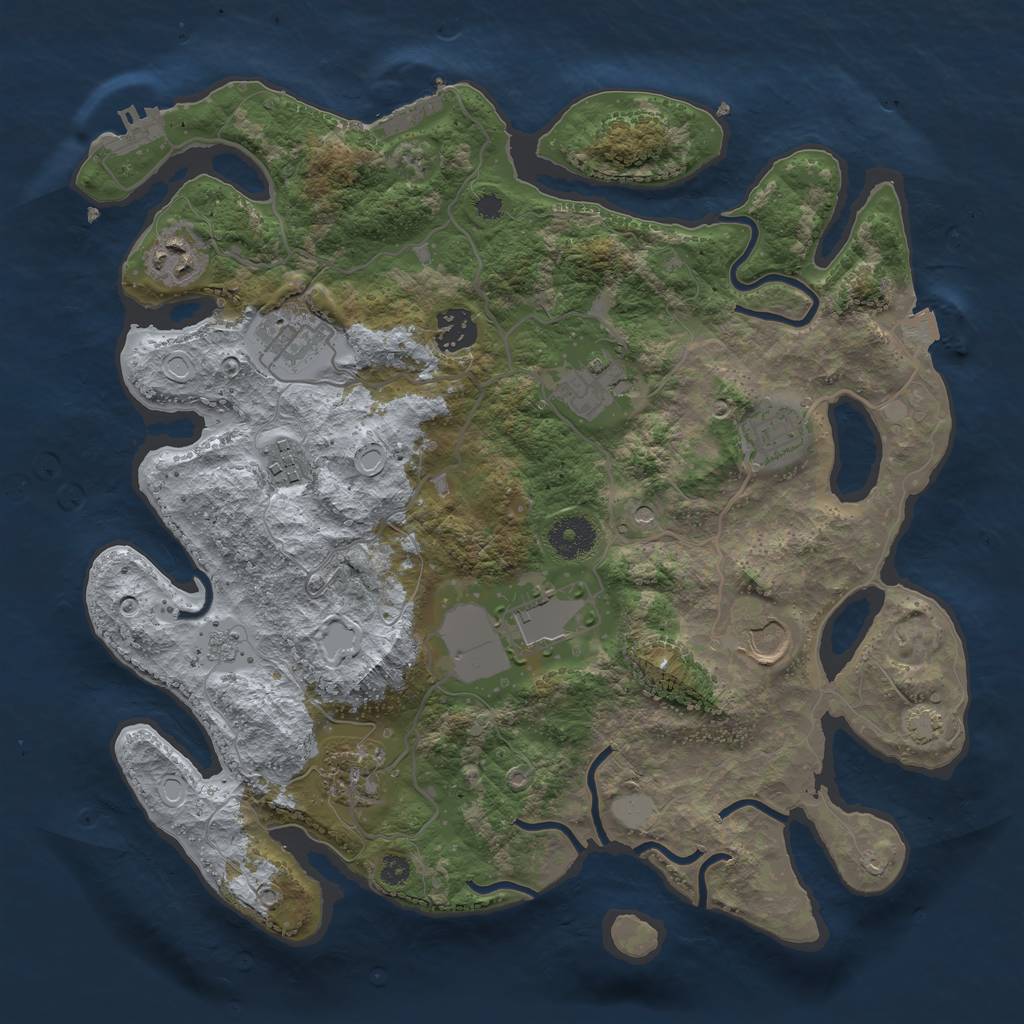 Rust Map: Procedural Map, Size: 3500, Seed: 780011100, 17 Monuments