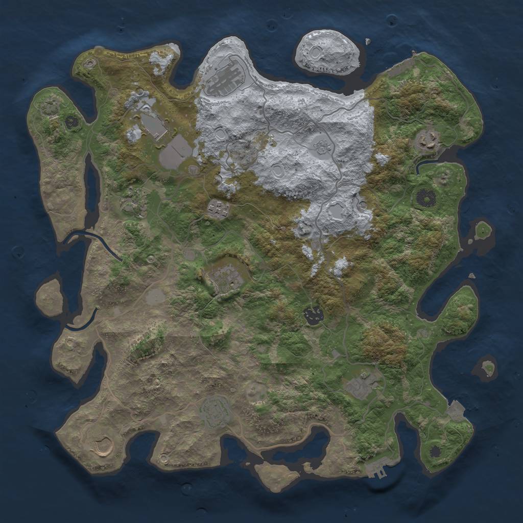 Rust Map: Procedural Map, Size: 4000, Seed: 2098199338, 18 Monuments