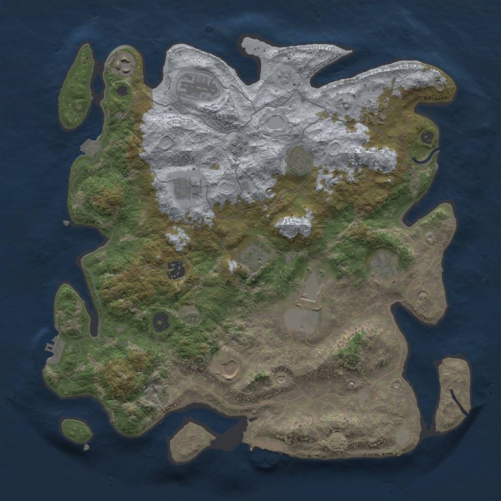 Rust Map: Procedural Map, Size: 4000, Seed: 2580, 19 Monuments