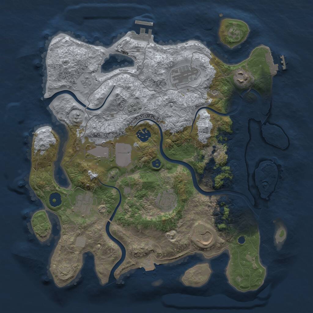 Rust Map: Procedural Map, Size: 3500, Seed: 83214093, 14 Monuments