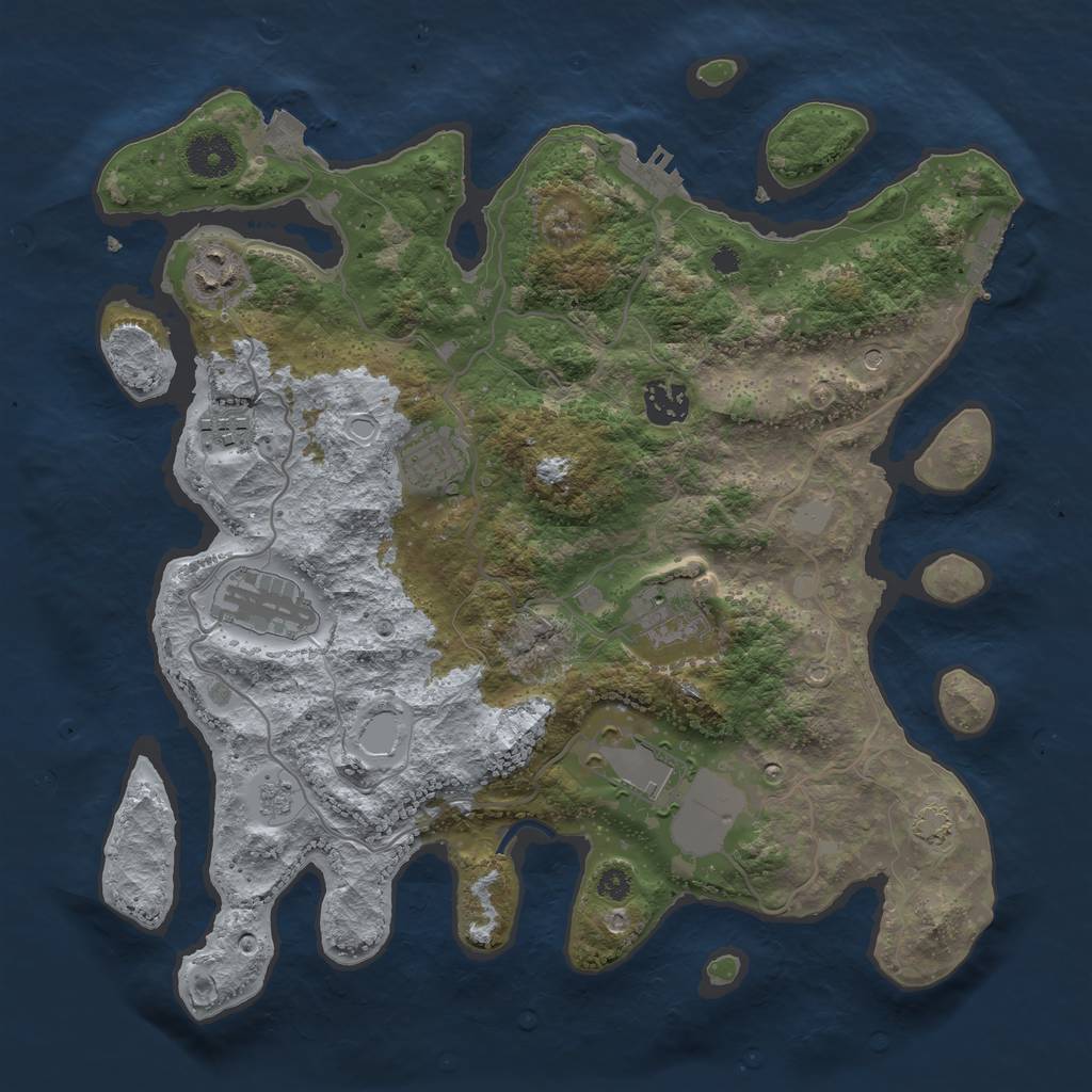 Rust Map: Procedural Map, Size: 3500, Seed: 341263757, 15 Monuments