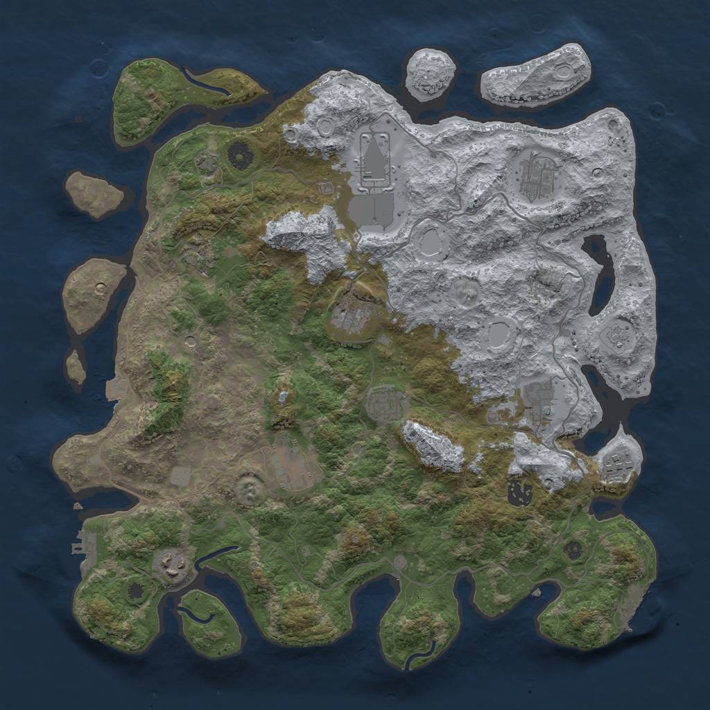 Rust Map: Procedural Map, Size: 4000, Seed: 635416854, 18 Monuments