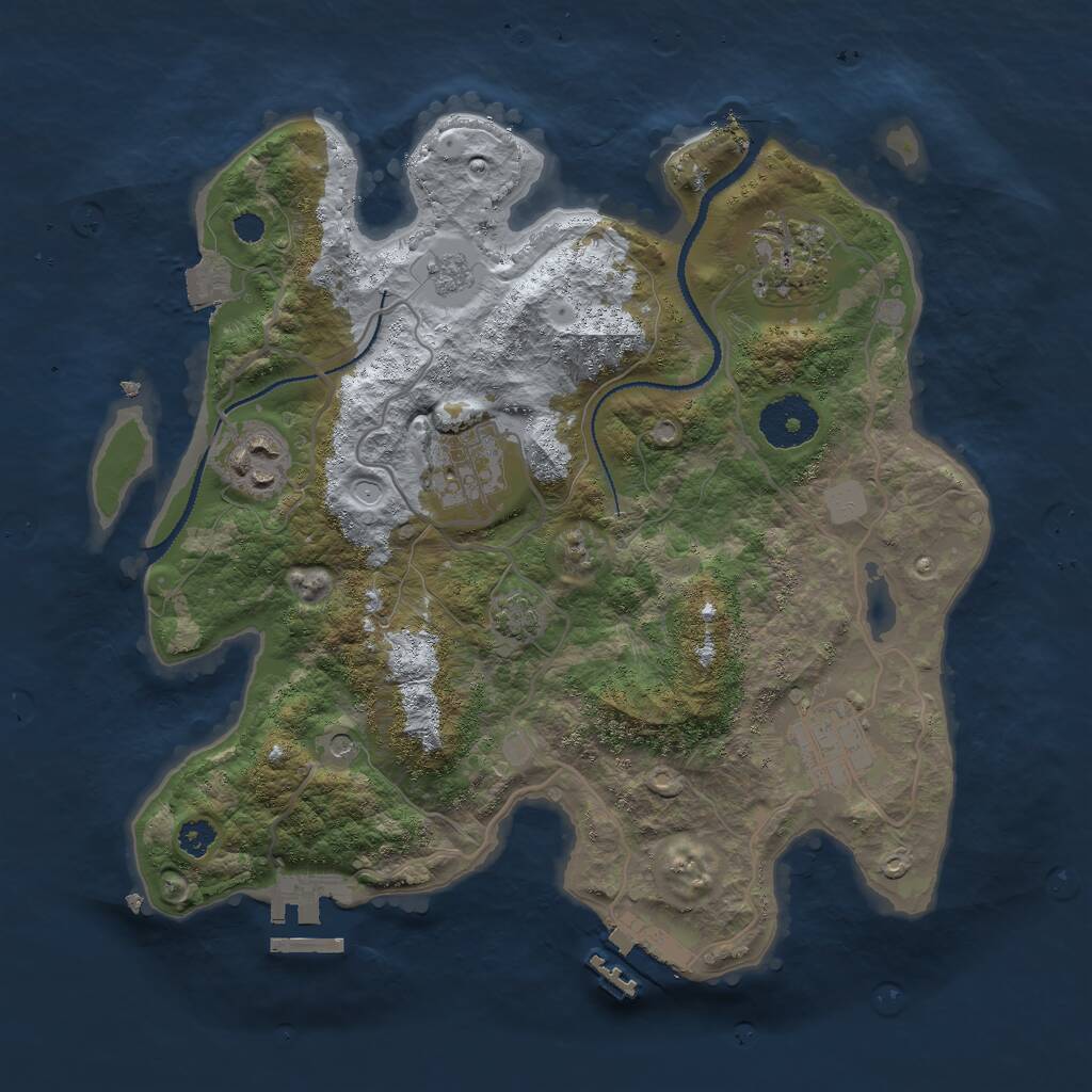 Rust Map: Procedural Map, Size: 3000, Seed: 7425, 10 Monuments