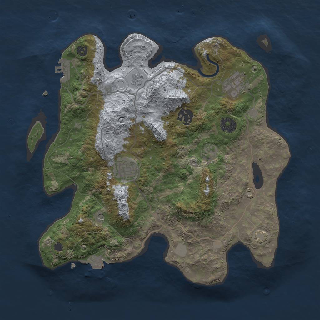 Rust Map: Procedural Map, Size: 3000, Seed: 7425, 10 Monuments