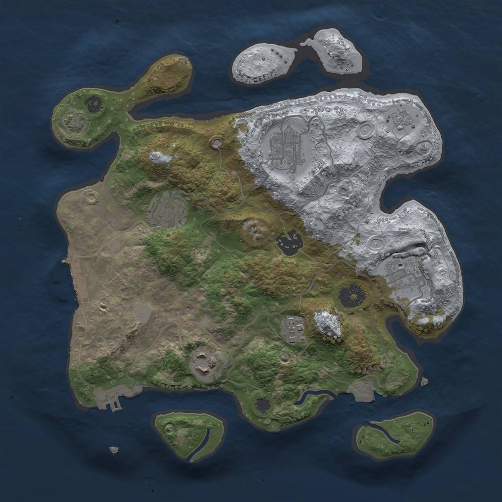 Rust Map: Procedural Map, Size: 3000, Seed: 719287518, 13 Monuments