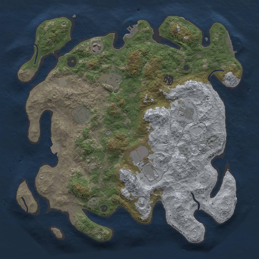 Rust Map: Procedural Map, Size: 3750, Seed: 1989407205, 16 Monuments
