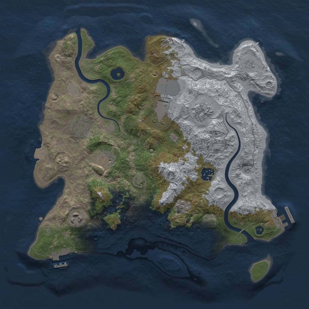 Rust Map: Procedural Map, Size: 3500, Seed: 66108671, 13 Monuments