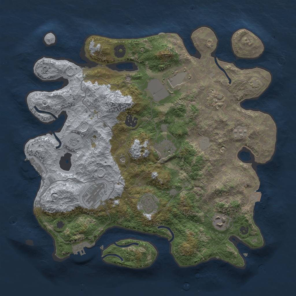 Rust Map: Procedural Map, Size: 3500, Seed: 1017303734, 16 Monuments