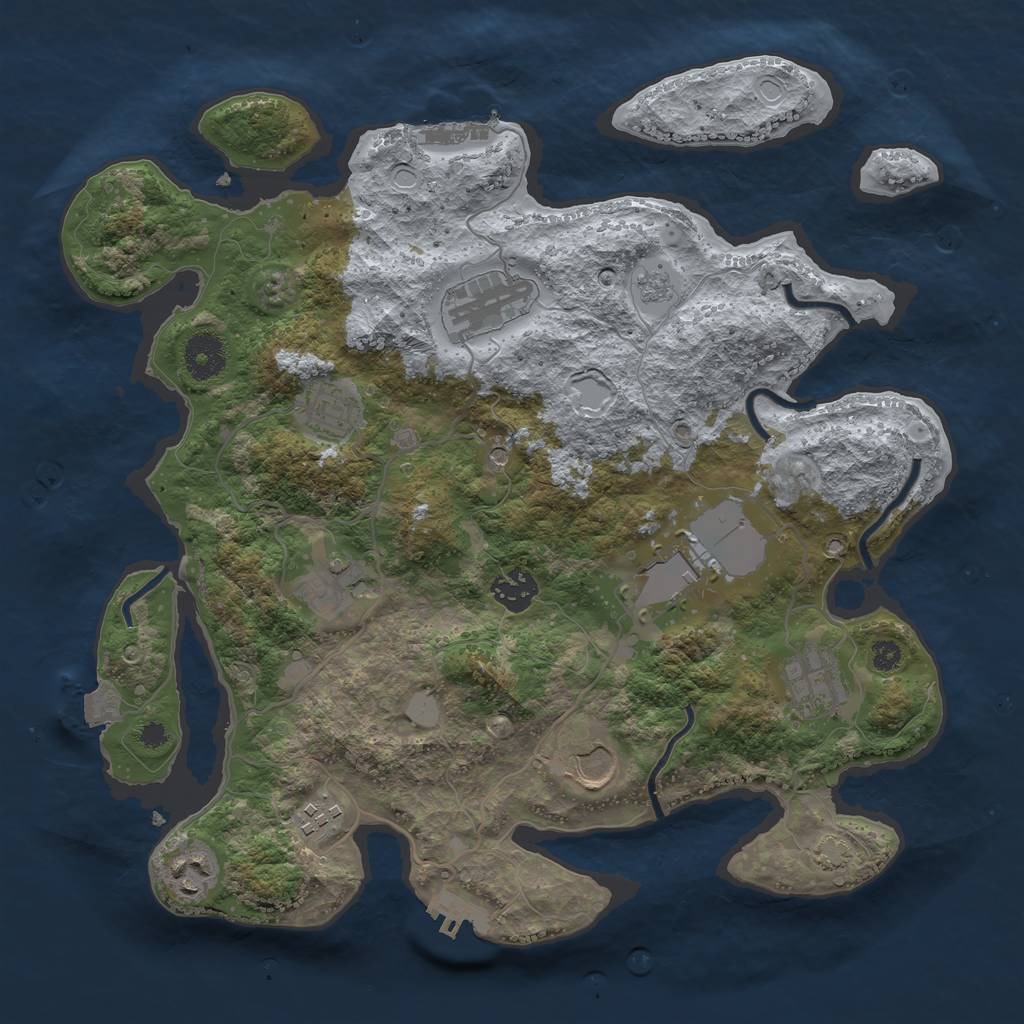 Rust Map: Procedural Map, Size: 3517, Seed: 77252927, 17 Monuments