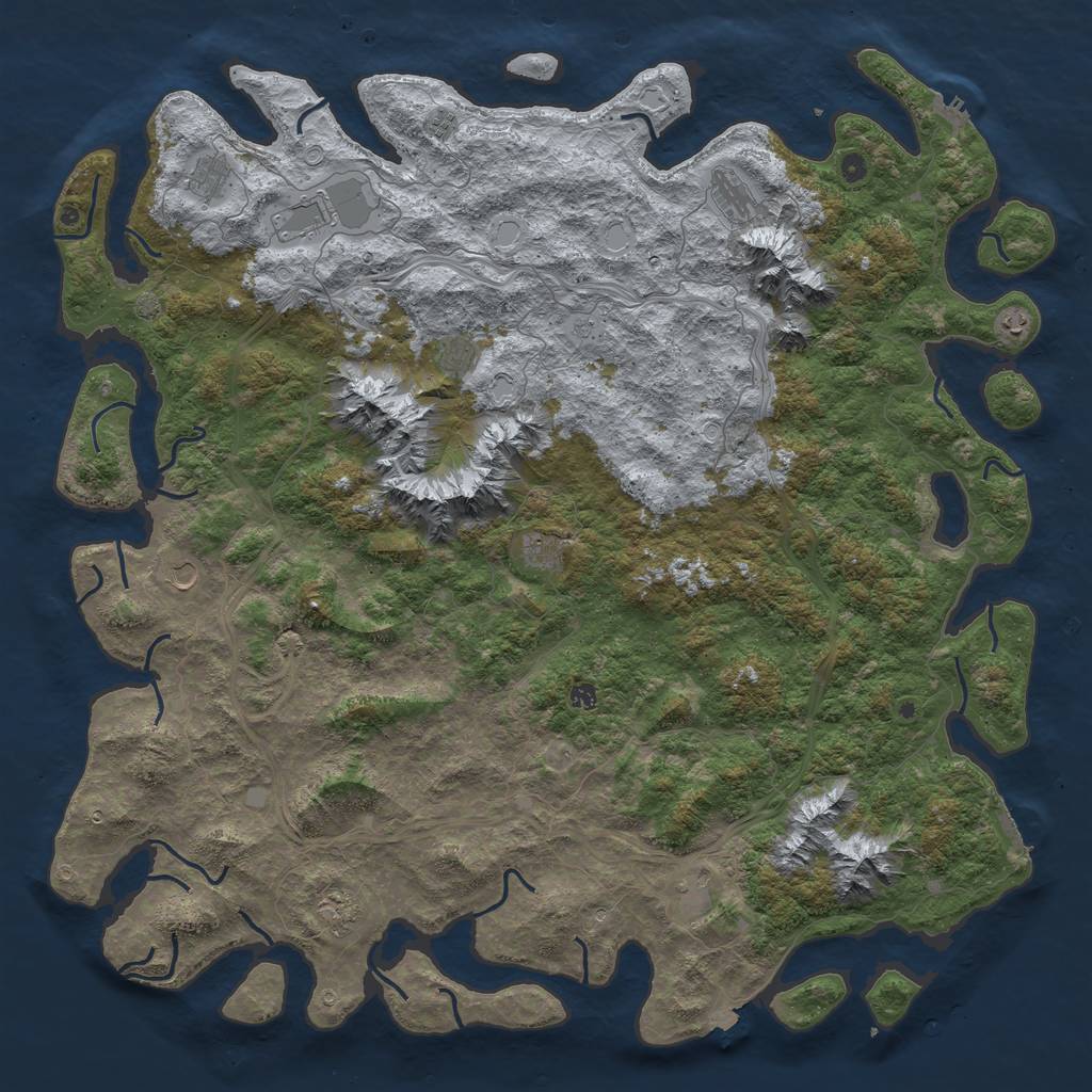 Rust Map: Procedural Map, Size: 6000, Seed: 1166032417, 19 Monuments